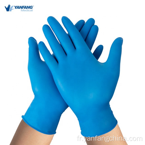 Gants jetables en nitrile sans nitrile en poudre à usage médical